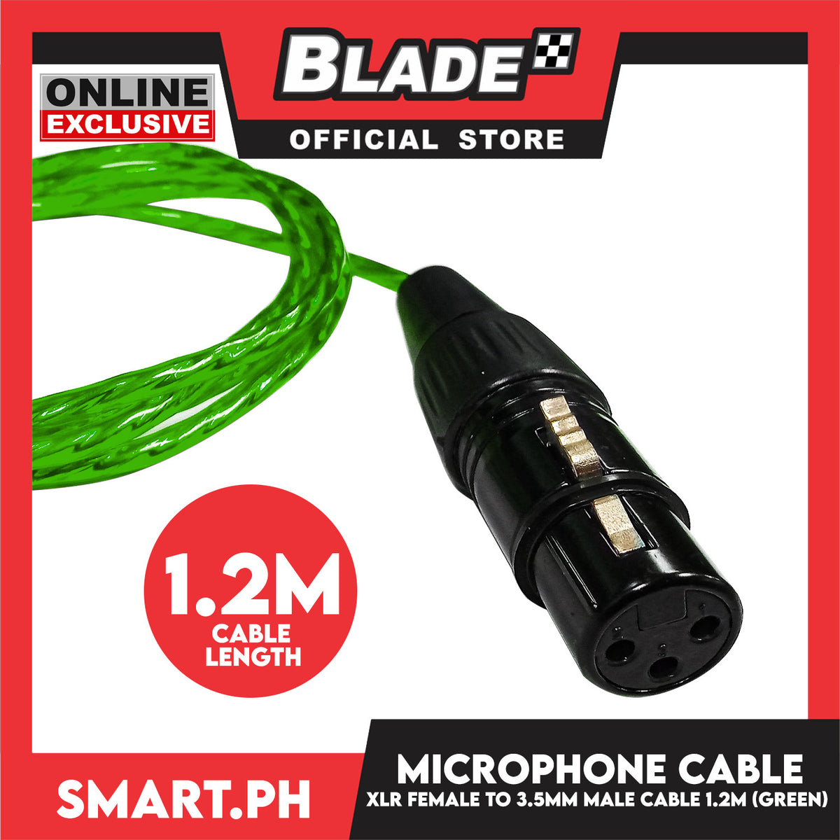 XLR Female to 3.5mm Male Audio Cable 1.2 meters (Green)