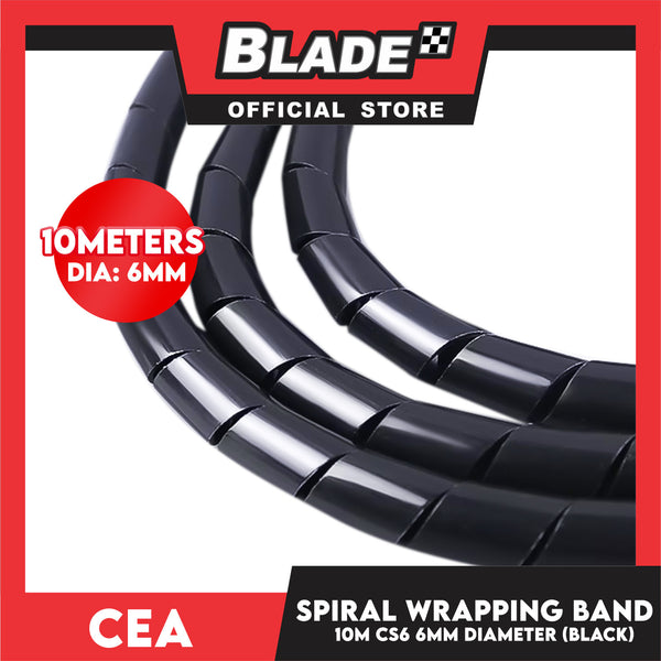 Cea 10meters Spiral Wrapping Band 6mm Diameter (Black) CS6