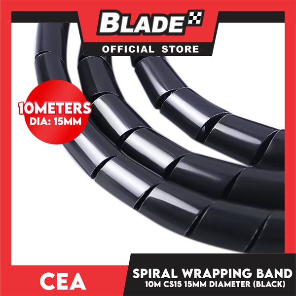 Cea 10meters Spiral Wrapping Band 15mm Diameter (Black) CS15