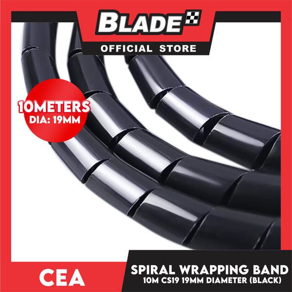 Cea 10meters Spiral Wrapping Band 19mm Diameter (Black) CS19