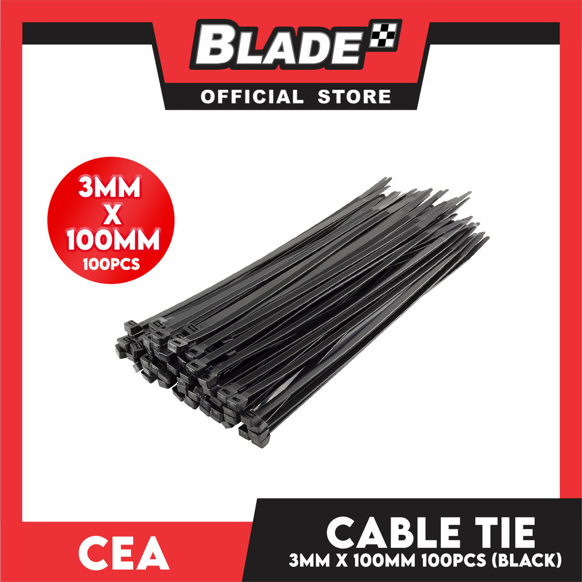 Cea Nylon Cable Tie 4 inches Black (3mm x 100mm) 100pcs/Bag