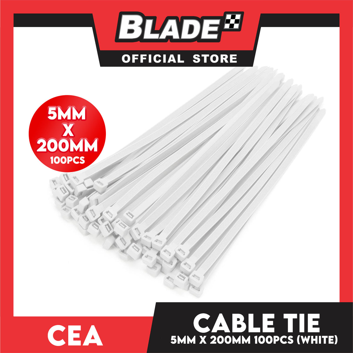 Cea Nylon Cable Tie 8 inches White (5mm x 200mm) 100pcs/Bag