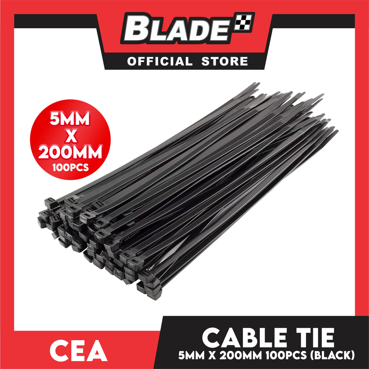 Cea Nylon Cable Tie 8 inches Black (5mm x 200mm) 100pcs/Bag