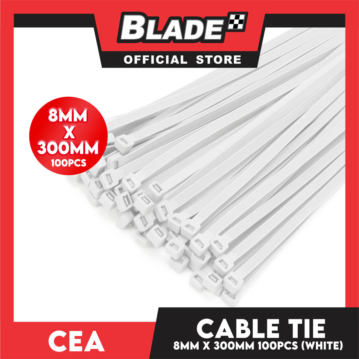 Cea Nylon Cable Tie 12 inches White (8mm x 300mm) 100pcs/Bag