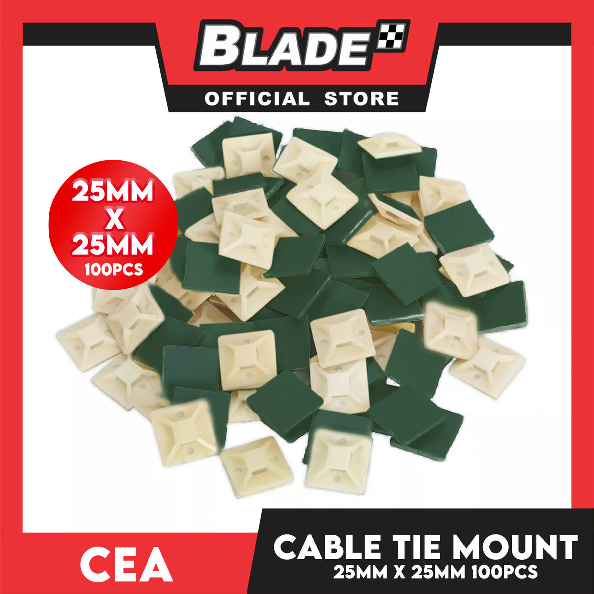 Cea Nylon Cable Tie Mount (25mm x 25mm) 100pcs/Bag