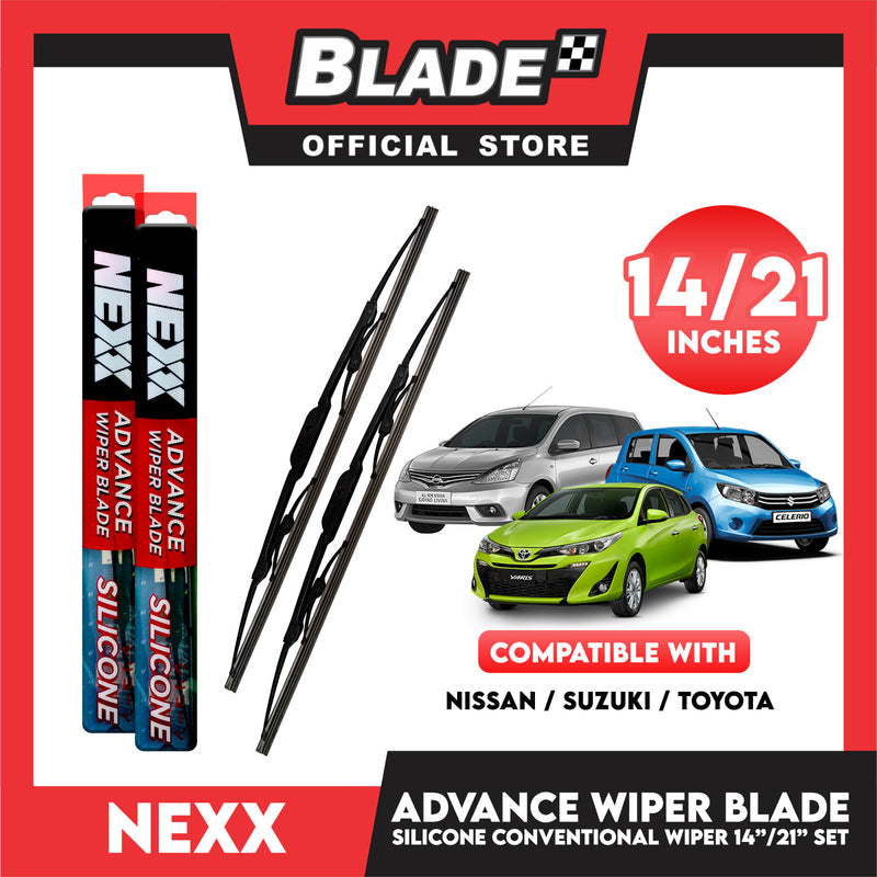 Nexx Advance Conventional Silicone Wiper Blade Set (14'' and 21'')  for Nissan, Suzuki, and Toyota