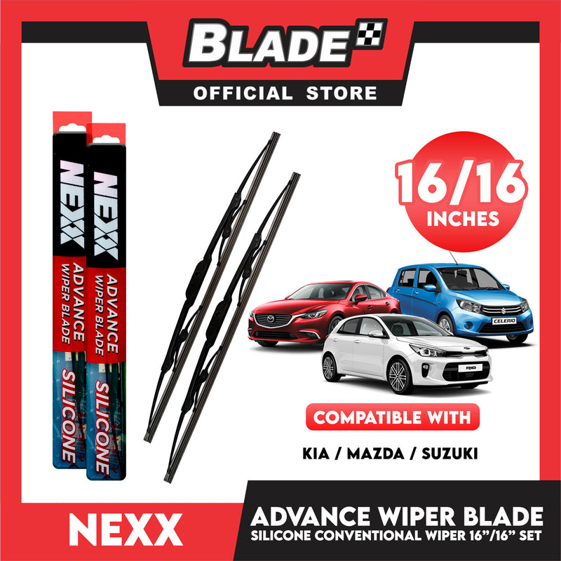 Nexx Advance Conventional Silicone Wiper Blade Set (14'' and 14'') Kia, Mazda, Suzuki