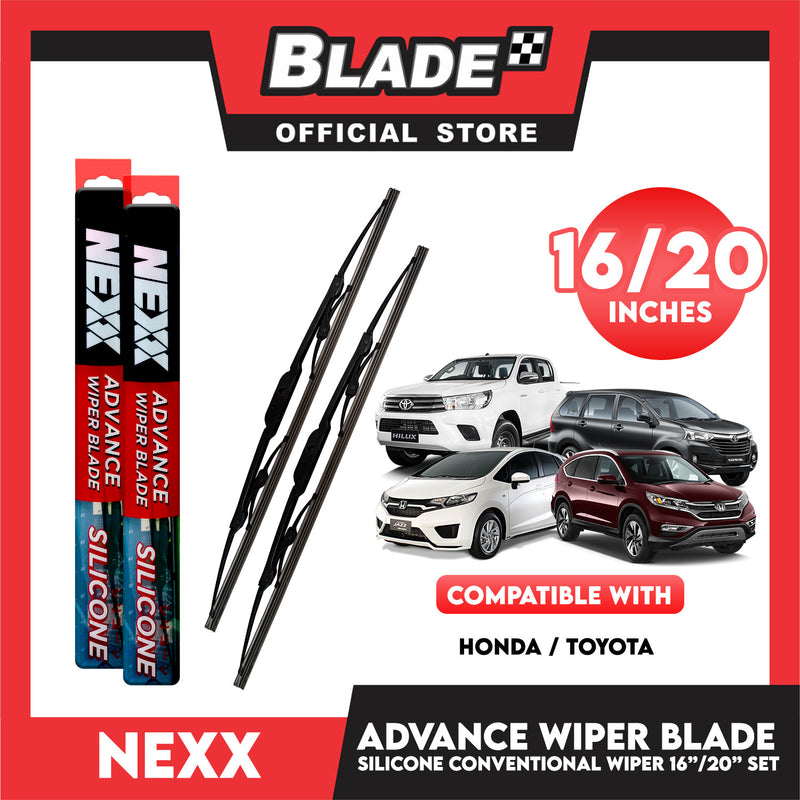 Nexx Advance Conventional Silicone Wiper Blade Set (16'' and 20'')  for Honda, Toyota