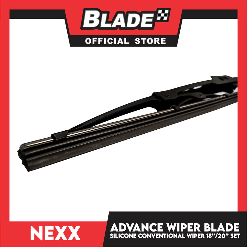 Nexx Advance Conventional Silicone Wiper Blade Set (18'' and 20'') for Chevrolet, Ford, Honda, Hyundai, Mitsubishi, Nissan, Susuki, Toyota
