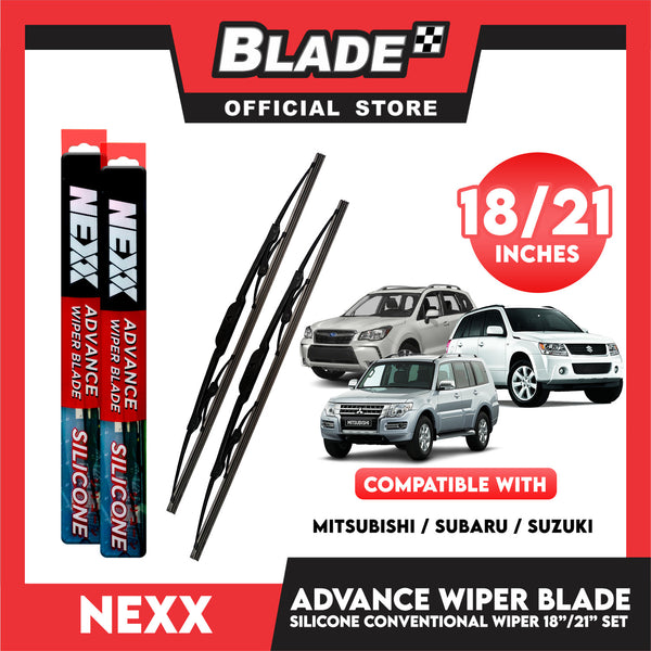 Nexx Advance Conventional Silicone Wiper Blade Set (18'' and 21'') for Mitsubishi, Subaru, Susuki