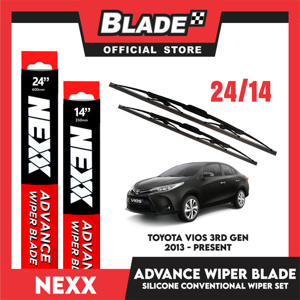 Nexx Advance Conventional Silicone Wiper Blade Set for Toyota Vios 3rd Gen 2013 - Present (24''/14'')