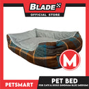 Pet Bed Cat Dog Bed Washable Gingham Black (Small) with removable cushion
