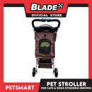 Pet Stroller 3 Wheels for Cats and Dogs, Brown Color (OT2230041) 36cm x 73cm x 105cm