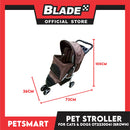 Pet Stroller 3 Wheels for Cats and Dogs, Brown Color (OT2230041) 36cm x 73cm x 105cm