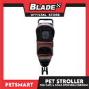 Pet Stroller 3 Wheels for Cats and Dogs, Brown Color (OT2230041) 36cm x 73cm x 105cm