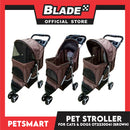 Pet Stroller 3 Wheels for Cats and Dogs, Brown Color (OT2230041) 36cm x 73cm x 105cm