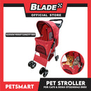 Pet Stroller 4 Wheels for Cats and Dogs, Red Color (OT2230042) 36cm x 82cm x 105cm