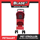 Pet Stroller 4 Wheels for Cats and Dogs, Red Color (OT2230042) 36cm x 82cm x 105cm