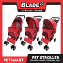 Pet Stroller 4 Wheels for Cats and Dogs, Red Color (OT2230042) 36cm x 82cm x 105cm