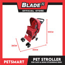 Pet Stroller 4 Wheels for Cats and Dogs, Red Color (OT2230042) 36cm x 82cm x 105cm