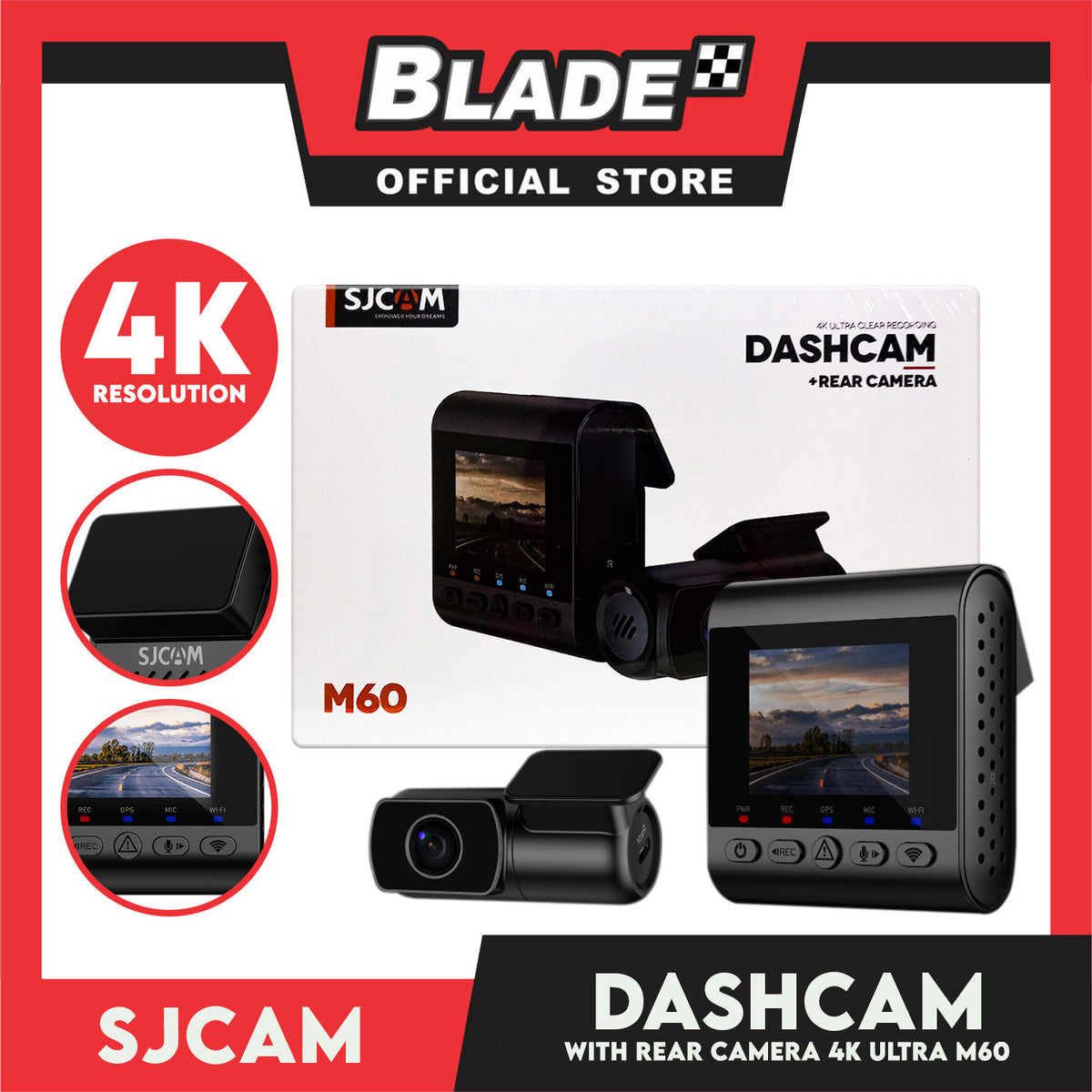 Sjcam M60 Dashcam with Rear Camera 4K Ultra Clear Recording