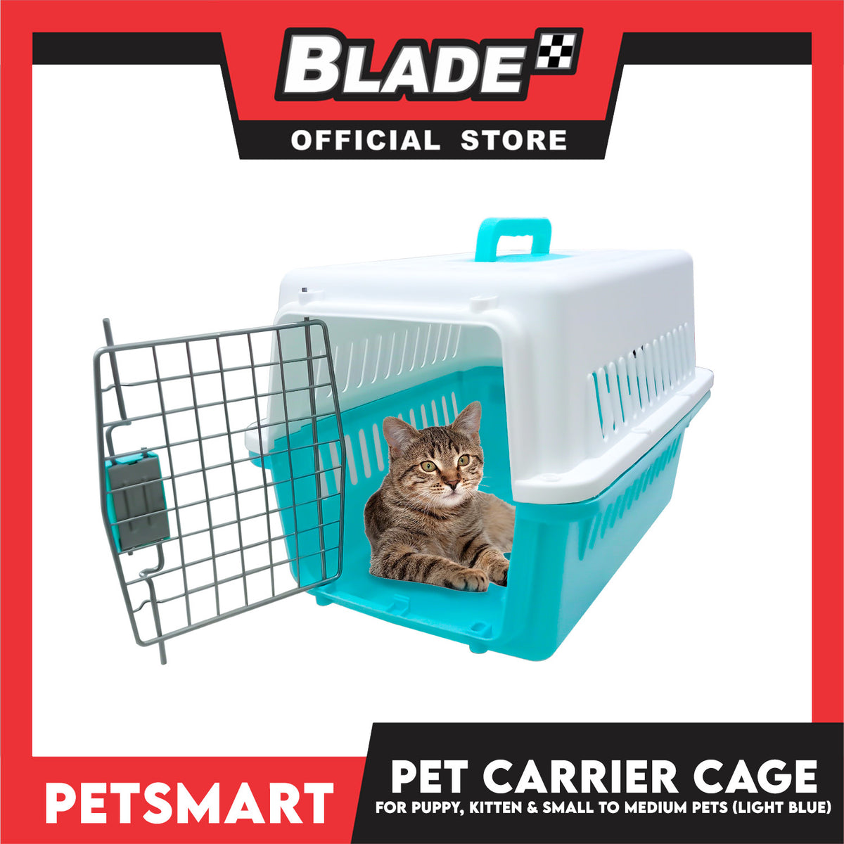 Pet Travel Carrier / Cage (Light Blue) for Small to Medium Pets