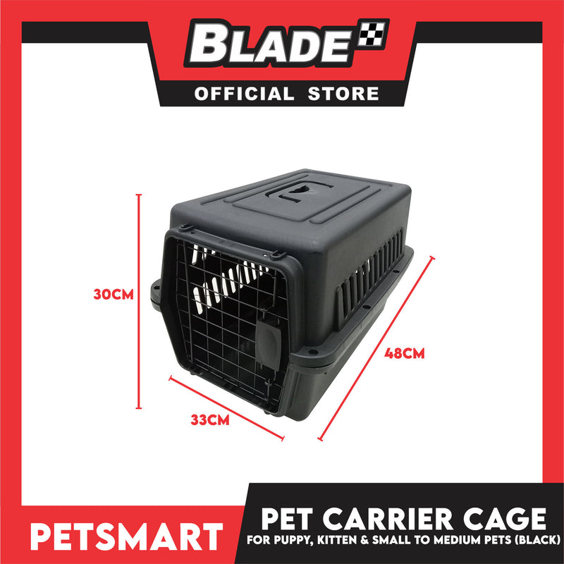 Pet Travel Carrier Cage (Black) for Small to Medium Pets –