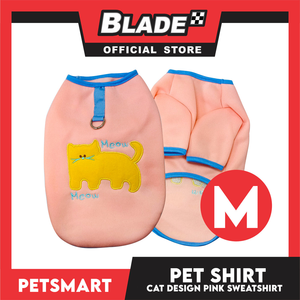 Pet Shirt Pink Sweat Shirt Cat Design (Medium) for Cats and Dogs