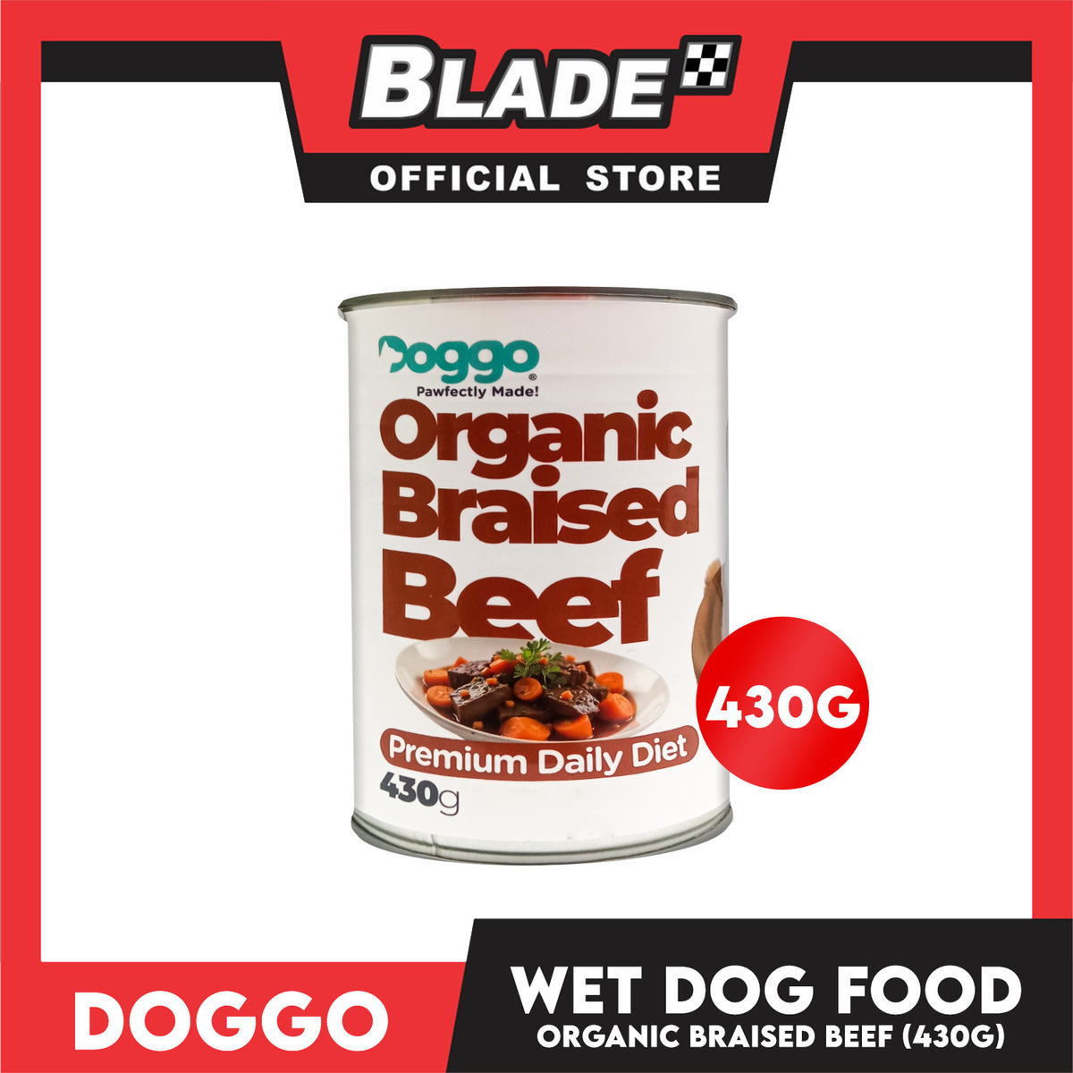 Doggo Organic Braised Beef Canned Dog Food (430g)