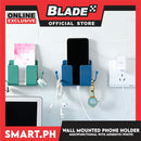 Wall Mounted Phone Holder Organizer With Sticker Adhesive (White) Multifunctional Holder, Remote Control, Mobile Phone, Charging Storage Holder