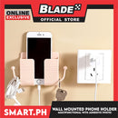 Wall Mounted Phone Holder Organizer With Sticker Adhesive (White) Multifunctional Holder, Remote Control, Mobile Phone, Charging Storage Holder