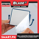 Wall Mounted Phone Holder Organizer With Sticker Adhesive (White) Multifunctional Holder, Remote Control, Mobile Phone, Charging Storage Holder