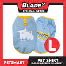 Pet Shirt Blue Sweat Shirt Dog Design (Large) for Cats and Dogs