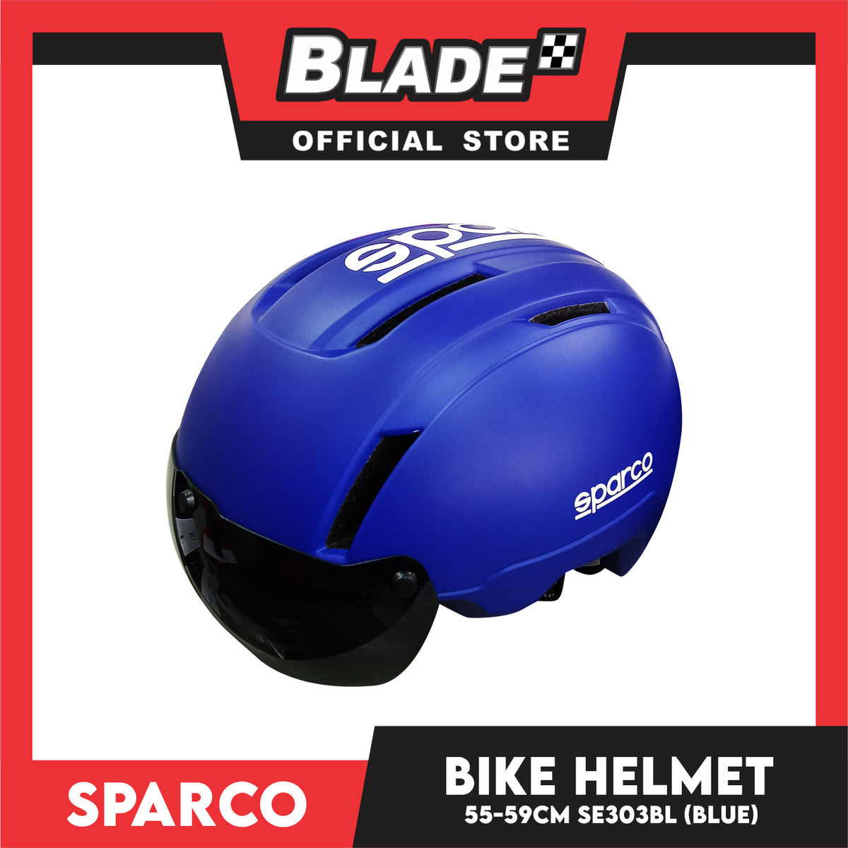 Sparco Bike and Scooter Helmet with Safety LED Light Medium Size 55-59cm (Blue) Sports Helmet SE303BL