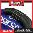 Sparco 4-digits Combination Chain Lock (Blue) for Bicycles, Motorcycles, and eScooters