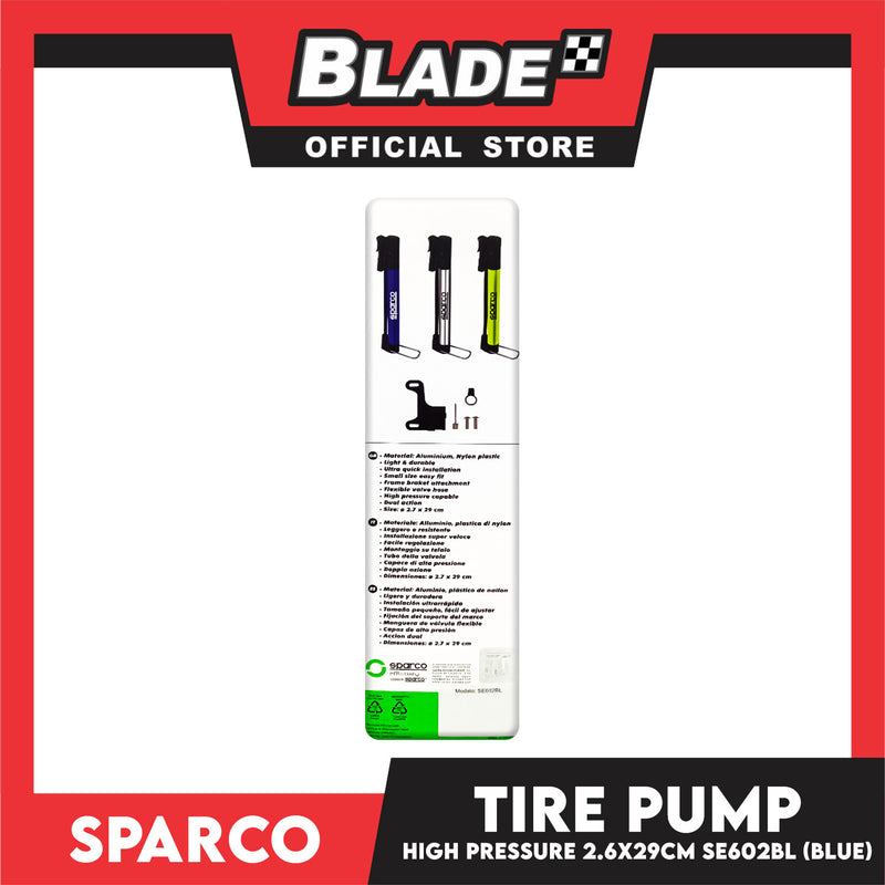 Sparco Bicycle Tire Pump Bike Scooter Pump (Blue) SE602BL