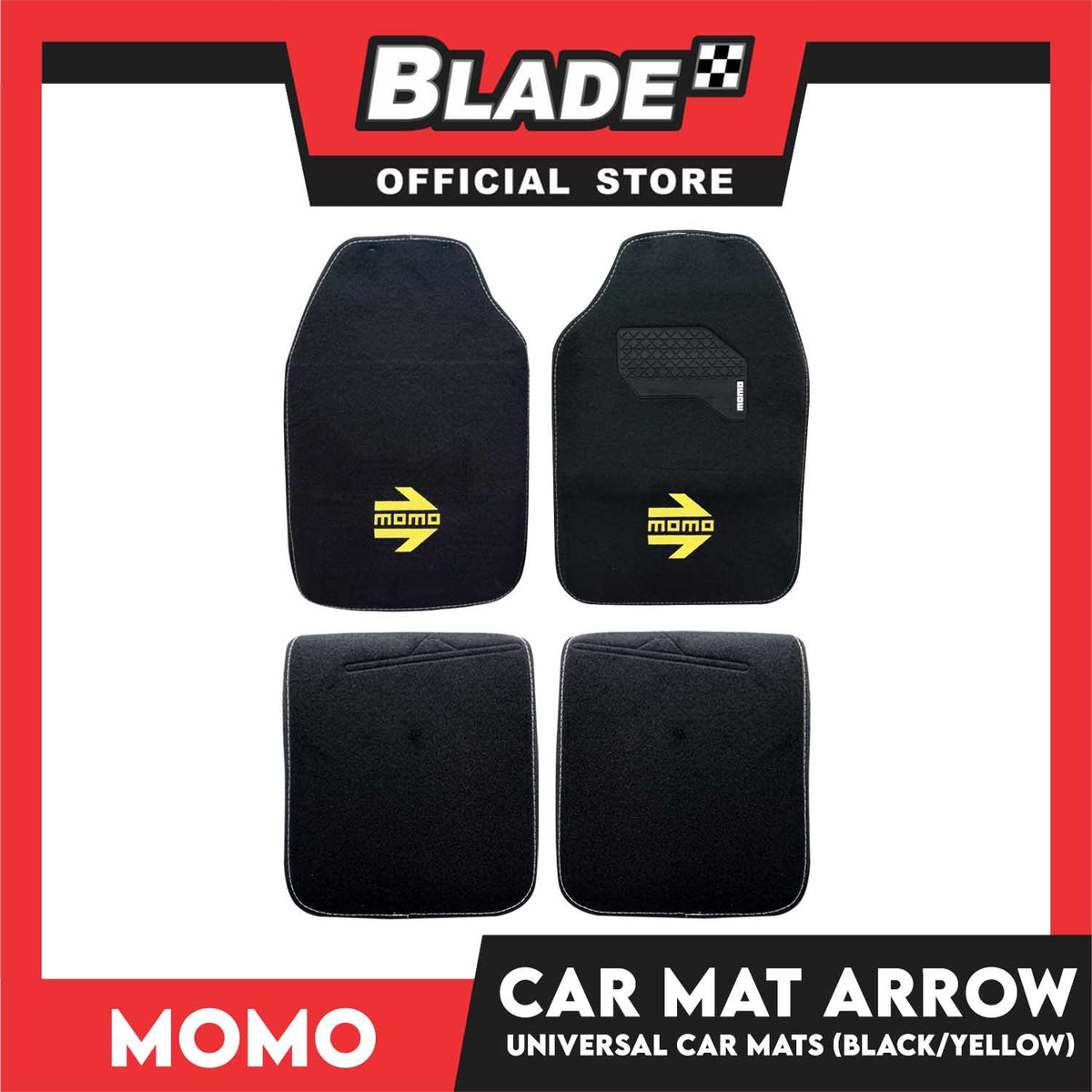 Momo Car Mat Arrow (Black / Yellow) Universal Car Mats Set of 4
