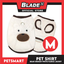 Pet Shirt Bear Design White Fleece (Medium)  Cats and Dogs