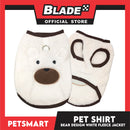 Pet Shirt Bear Design White Fleece (Medium)  Cats and Dogs