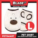 Pet Shirt Bear Design White Fleece (Large)  Cats and Dogs