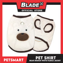 Pet Shirt Bear Design White Fleece (Large)  Cats and Dogs