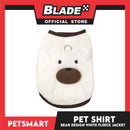 Pet Shirt Bear Design White Fleece (Large)  Cats and Dogs