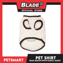 Pet Shirt Bear Design White Fleece (Large)  Cats and Dogs