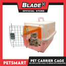 Pet Travel Carrier / Cage (Cream Pink) Paw Prints Design for Small to Medium Pets