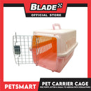 Pet Travel Carrier / Cage (Cream Pink) Paw Prints Design for Small to Medium Pets