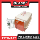 Pet Travel Carrier / Cage (Cream Pink) Paw Prints Design for Small to Medium Pets
