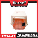 Pet Travel Carrier / Cage (Cream Pink) Paw Prints Design for Small to Medium Pets
