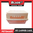 Pet Travel Carrier / Cage (Cream Pink) Paw Prints Design for Small to Medium Pets