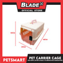 Pet Travel Carrier / Cage (Cream Pink) Paw Prints Design for Small to Medium Pets