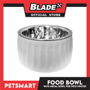 Pet Food Bowl with Removable Metal Bowl  Anti Slip (White) for Cats and Dogs